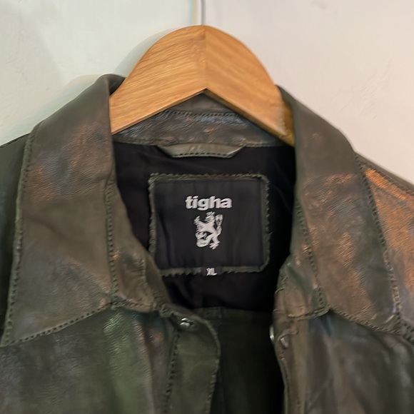 Tigha lambskin distressed green army top jacket - Picture 4 of 11